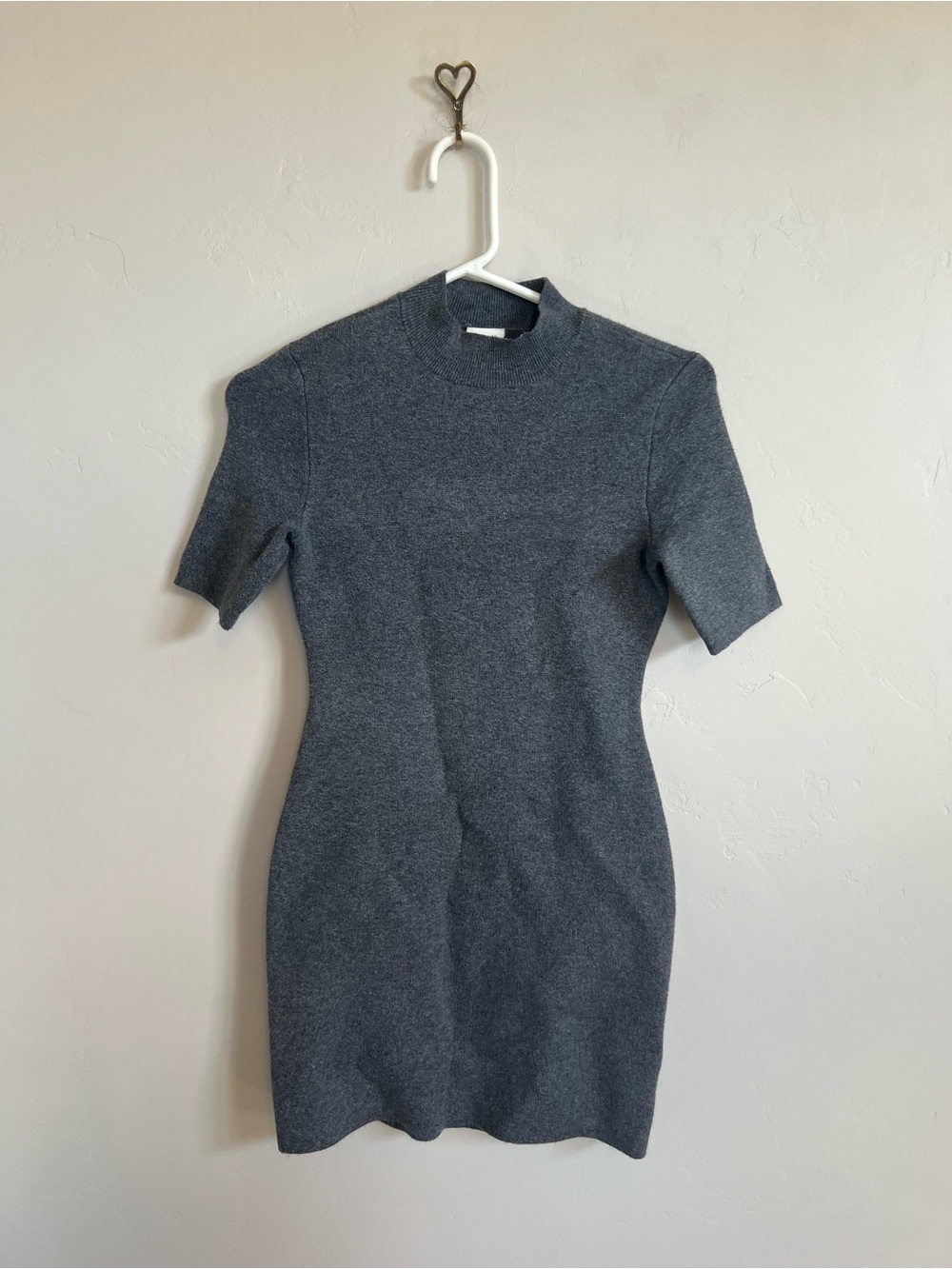Abercrombie & Fitch Preppy Gray Sweater Bodycon Mini Mock Neck Midi Dress Sz XXS